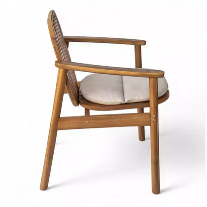 Ensemble de salle à manger d'extérieur Samira 5 pièces en bois d'acacia rustique à lattes avec coussins Christopher Knight Home