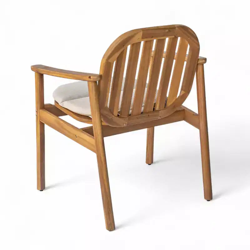 Ensemble de salle à manger d'extérieur Samira 5 pièces en bois d'acacia rustique à lattes avec coussins Christopher Knight Home