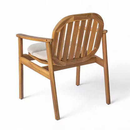 Ensemble de salle à manger d'extérieur Samira 5 pièces en bois d'acacia rustique à lattes avec coussins Christopher Knight Home