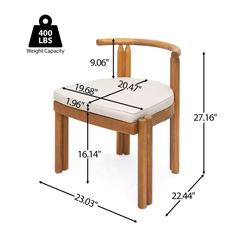 Christopher Knight Home Torin Set da pranzo da esterno 5 pezzi in legno di acacia rustico con cuscini e tavolo a doghe