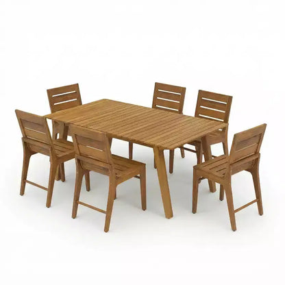 Christopher Knight Home Alessandro Ensemble de table de salle à manger moderne 7 pièces en bois d'acacia avec design à lattes