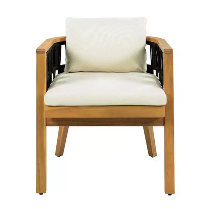 Christopher Knight Home Gavin Ensemble de salle à manger moderne 5 pièces en bois d'acacia avec 4 chaises de salle à manger en osier tressé