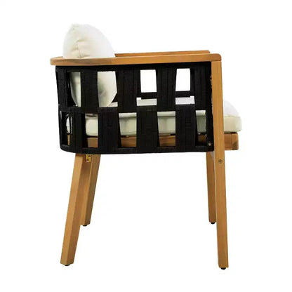 Christopher Knight Home Gavin Ensemble de salle à manger moderne 5 pièces en bois d'acacia avec 4 chaises de salle à manger en osier tressé