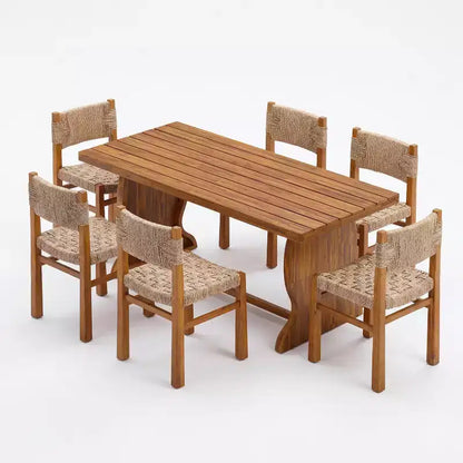 Ensemble de salle à manger 7 pièces Antonella Farmhouse de Christopher Knight Home en bois d'acacia avec osier et design à lattes