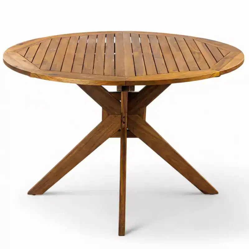 Christopher Knight Home Everett Ensemble de salle à manger d'extérieur rond 5 pièces en bois d'acacia rustique avec chaises rembourrées pour patio