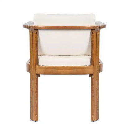 Christopher Knight Home Everett Ensemble de salle à manger d'extérieur rond 5 pièces en bois d'acacia rustique avec chaises rembourrées pour patio