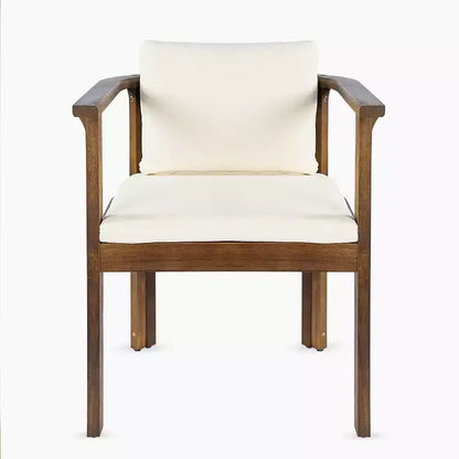 Christopher Knight Home Everett Ensemble de salle à manger d'extérieur rond 5 pièces en bois d'acacia rustique avec chaises rembourrées pour patio