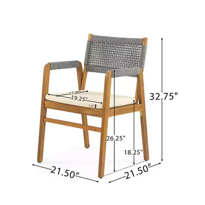Christopher Knight Home Lan Moderno Set da pranzo da esterno in 6 pezzi in legno di acacia con tavolo a doghe e design a corda