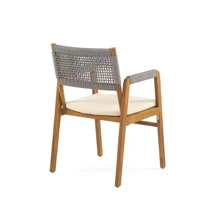 Christopher Knight Home Lan Moderno Set da pranzo da esterno in 6 pezzi in legno di acacia con tavolo a doghe e design a corda