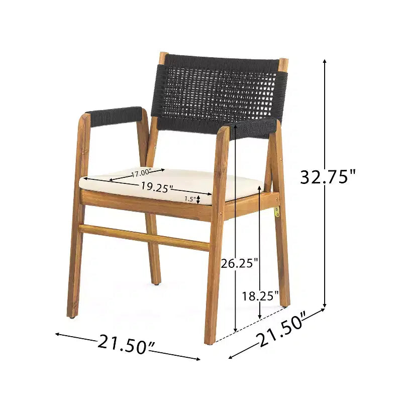 Christopher Knight Home Lan Moderno Set da pranzo da esterno in 6 pezzi in legno di acacia con tavolo a doghe e design a corda
