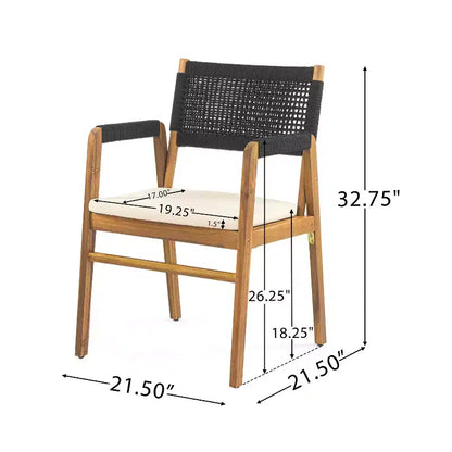 Christopher Knight Home Lan Moderno Set da pranzo da esterno in 6 pezzi in legno di acacia con tavolo a doghe e design a corda