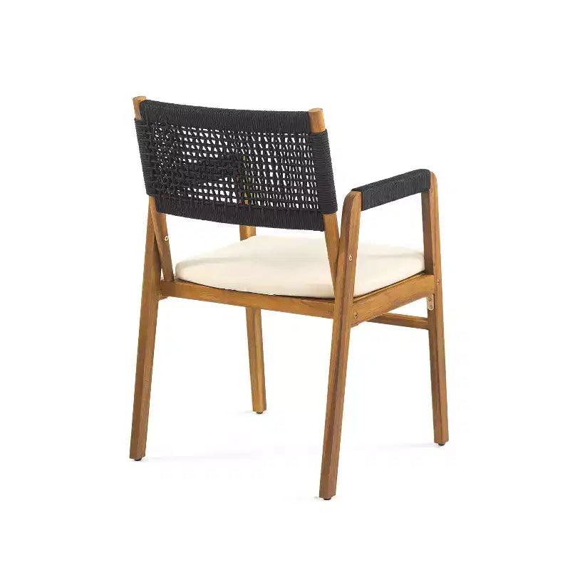 Christopher Knight Home Lan Moderno Set da pranzo da esterno in 6 pezzi in legno di acacia con tavolo a doghe e design a corda