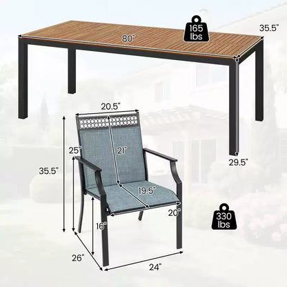 Gymax Set da Pranzo da Giardino 9 Pezzi per 8 Persone con Tessuto ad Asciugatura Rapida e Robusto Legno di Acacia