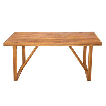 Ensemble de salle à manger d'extérieur 7 pièces avec table en bois d'acacia et 6 chaises rembourrées, meubles de salle à manger de patio pour jardin, terrasse et piscine-Panipeachy