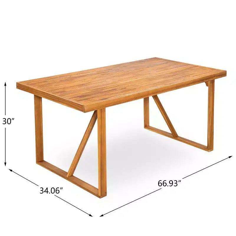 Ensemble de salle à manger d'extérieur 7 pièces avec table en bois d'acacia et 6 chaises rembourrées, meubles de salle à manger de patio pour jardin, terrasse et piscine-Panipeachy