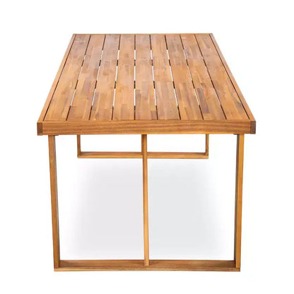 Ensemble de salle à manger d'extérieur 7 pièces avec table en bois d'acacia et 6 chaises rembourrées, meubles de salle à manger de patio pour jardin, terrasse et piscine-Panipeachy