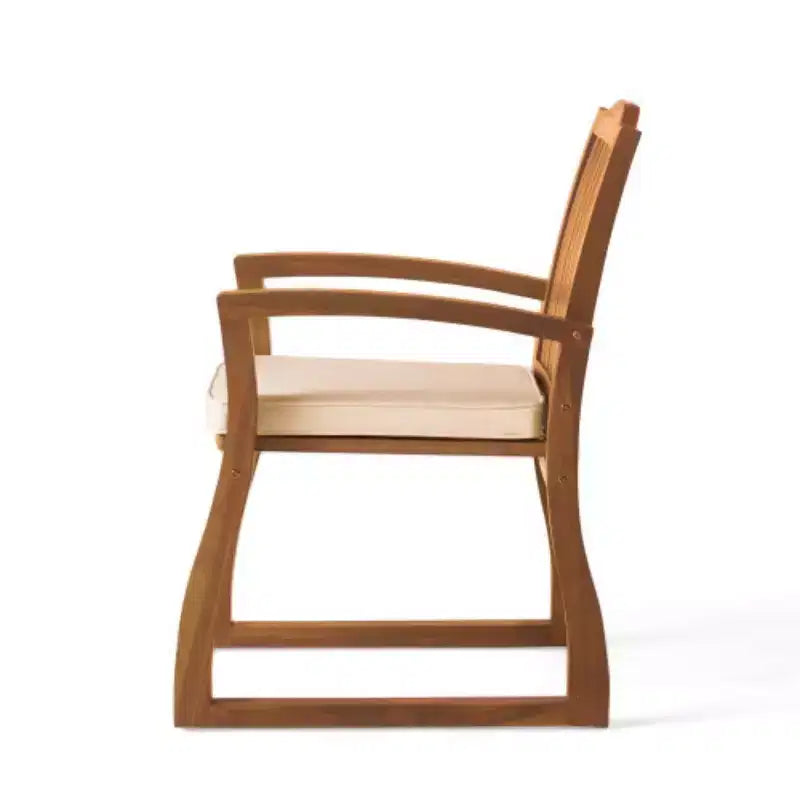 Ensemble de salle à manger d'extérieur 7 pièces avec table en bois d'acacia et 6 chaises rembourrées, meubles de salle à manger de patio pour jardin, terrasse et piscine-Panipeachy