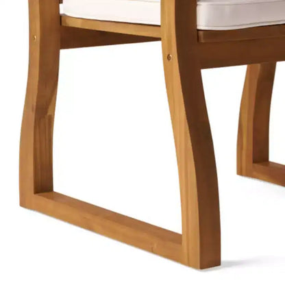 Ensemble de salle à manger d'extérieur 7 pièces avec table en bois d'acacia et 6 chaises rembourrées, meubles de salle à manger de patio pour jardin, terrasse et piscine-Panipeachy