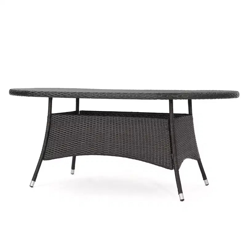 Christopher Knight Home Freya Set da Pranzo da Esterno Moderno di 7 Pezzi in Metallo con Tavolo Ovale e Design in Rattan PE