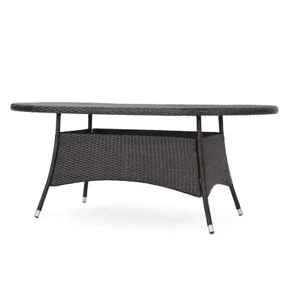 Christopher Knight Home Freya Set da Pranzo da Esterno Moderno di 7 Pezzi in Metallo con Tavolo Ovale e Design in Rattan PE
