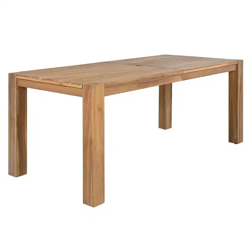 Ensemble repas d'extérieur 7 pièces pour 6 personnes avec trou pour parasol, table et chaises de patio en bois avec coussins amovibles pour jardin ou terrasse - Panipeachy