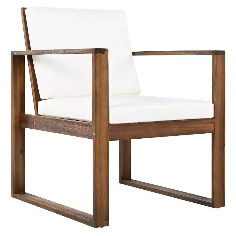 Ensemble repas d'extérieur 7 pièces pour 6 personnes avec trou pour parasol, table et chaises de patio en bois avec coussins amovibles pour jardin ou terrasse - Panipeachy