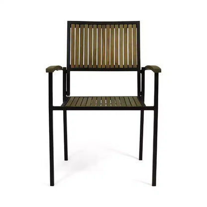 Christopher Knight Home Leif Set da pranzo moderno da 5 pezzi per patio in acacia e ferro con tavolo quadrato e design a doghe