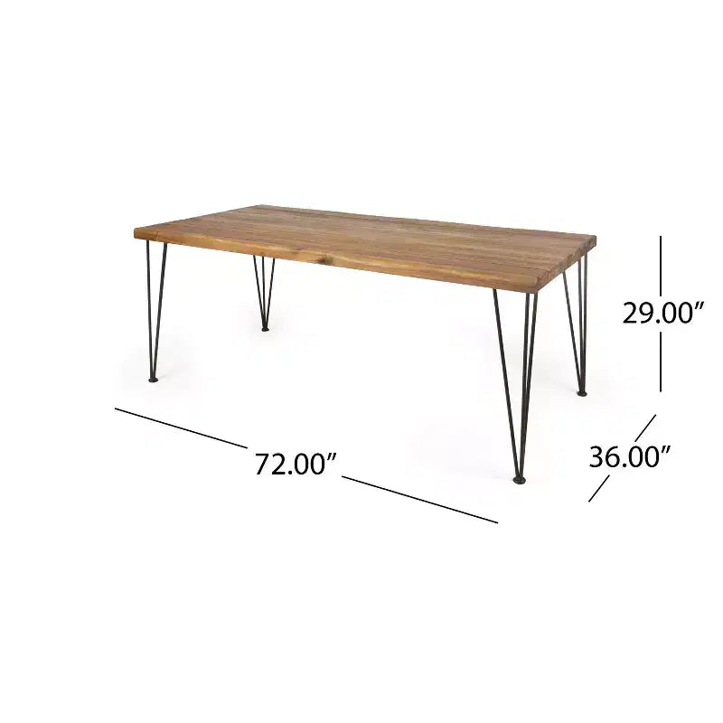 Christopher Knight Home Liz Set da pranzo Transizionale da Esterno a 7 Pezzi in Legno di Acacia con Tavolo a Doghe e Sedie in Rattan Imbottite