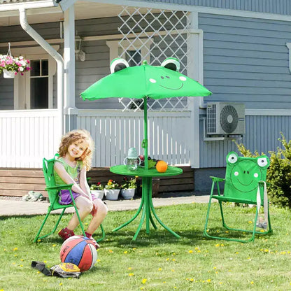 Ensemble table et chaises de pique-nique pliantes pour enfants avec parasol 4 pièces vert