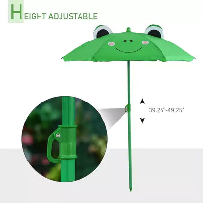Ensemble table et chaises de pique-nique pliantes pour enfants avec parasol 4 pièces vert