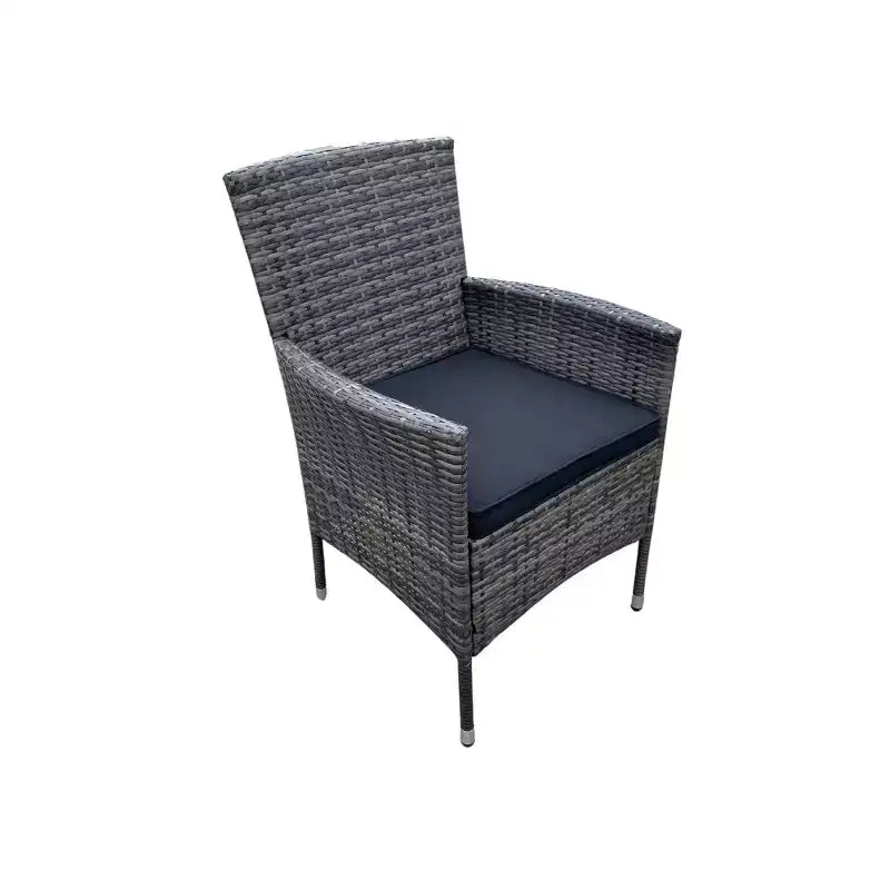 Set da pranzo da esterni GDFStudio Jayu Moderno a 9 pezzi in metallo e rattan sintetico con cuscino e tavolo con piano in vetro
