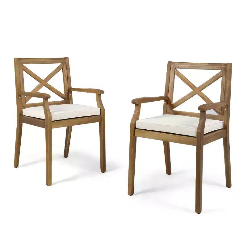 Ensemble de salle à manger d'extérieur 7 pièces, table à manger extensible en bois d'acacia avec 6 chaises rembourrées, mobilier de salle à manger d'extérieur pour jardin - Panipeachy