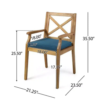 Ensemble de salle à manger d'extérieur 7 pièces, table à manger extensible en bois d'acacia avec 6 chaises rembourrées, mobilier de salle à manger d'extérieur pour jardin - Panipeachy