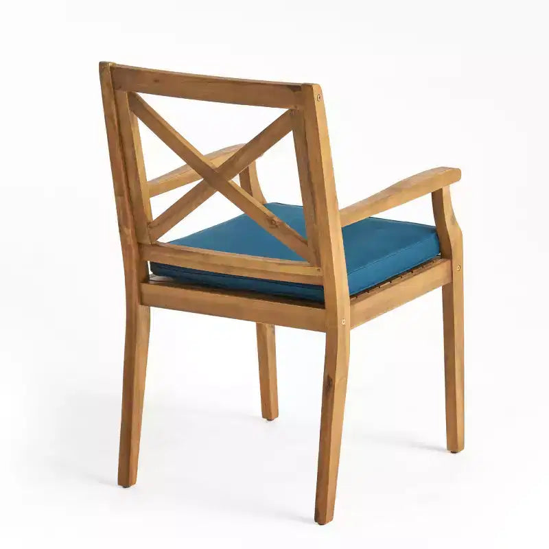 Ensemble de salle à manger d'extérieur 7 pièces, table à manger extensible en bois d'acacia avec 6 chaises rembourrées, mobilier de salle à manger d'extérieur pour jardin - Panipeachy