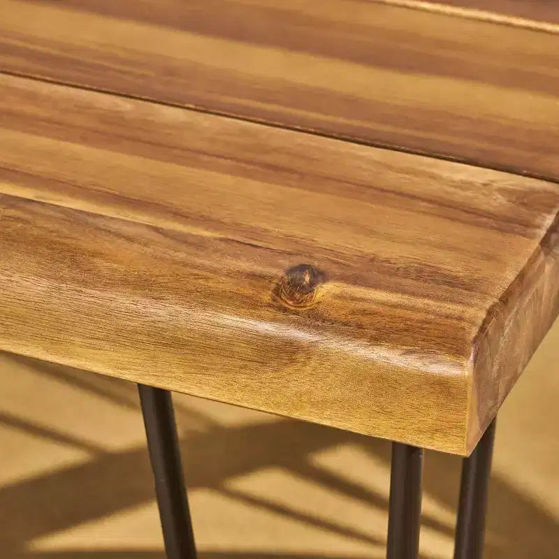 Ensemble de salle à manger d'extérieur 7 pièces pour 6 avec chaises en rotin tressé, table de salle à manger rectangulaire de 183 cm avec plateau en bois d'acacia pour jardin, terrasse-Panipeachy