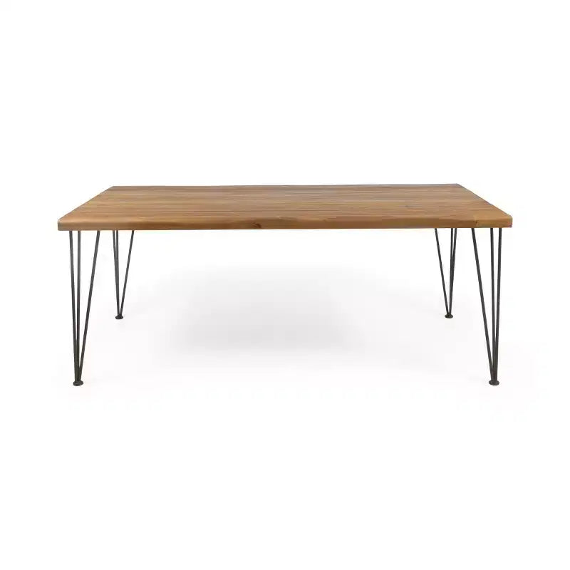 Ensemble de salle à manger d'extérieur 7 pièces pour 6 avec chaises en rotin tressé, table de salle à manger rectangulaire de 183 cm avec plateau en bois d'acacia pour jardin, terrasse-Panipeachy