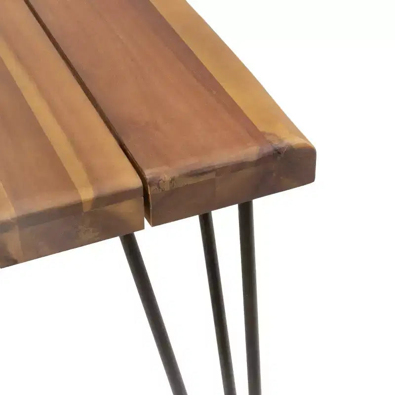 Ensemble de salle à manger d'extérieur 7 pièces pour 6 avec chaises en rotin tressé, table de salle à manger rectangulaire de 183 cm avec plateau en bois d'acacia pour jardin, terrasse-Panipeachy