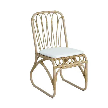 Ensemble de salle à manger d'extérieur 7 pièces pour 6 avec chaises en rotin tressé, table de salle à manger rectangulaire de 183 cm avec plateau en bois d'acacia pour jardin, terrasse-Panipeachy