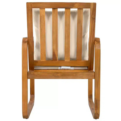 Set da pranzo da esterno Polibi a 7 pezzi in acacia con poltrone a bracciolo scolpite a cerchio