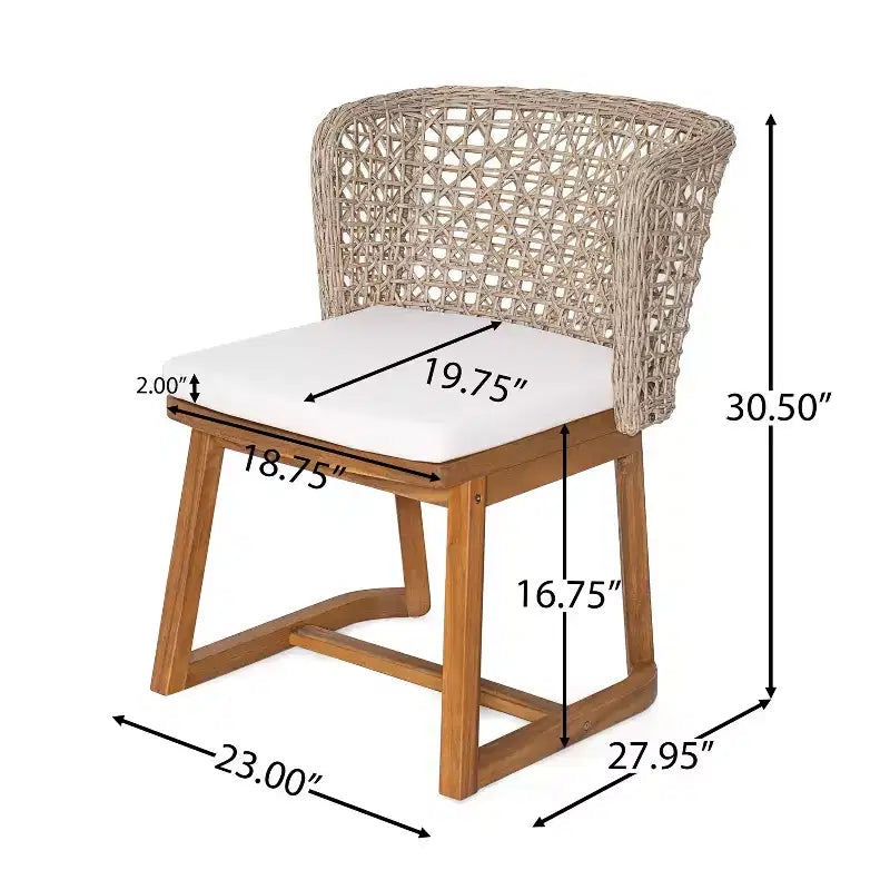 Christopher Knight Home Hruni – Ensemble de salle à manger d'extérieur moderne 7 pièces en acacia avec table à lattes et dossier en osier