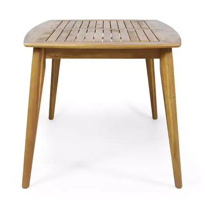 Christopher Knight Home Hruni – Ensemble de salle à manger d'extérieur moderne 7 pièces en acacia avec table à lattes et dossier en osier