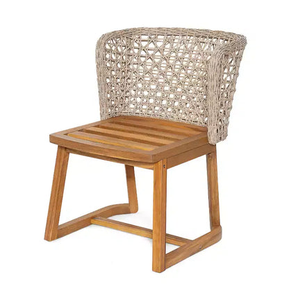 Christopher Knight Home Hruni – Ensemble de salle à manger d'extérieur moderne 7 pièces en acacia avec table à lattes et dossier en osier