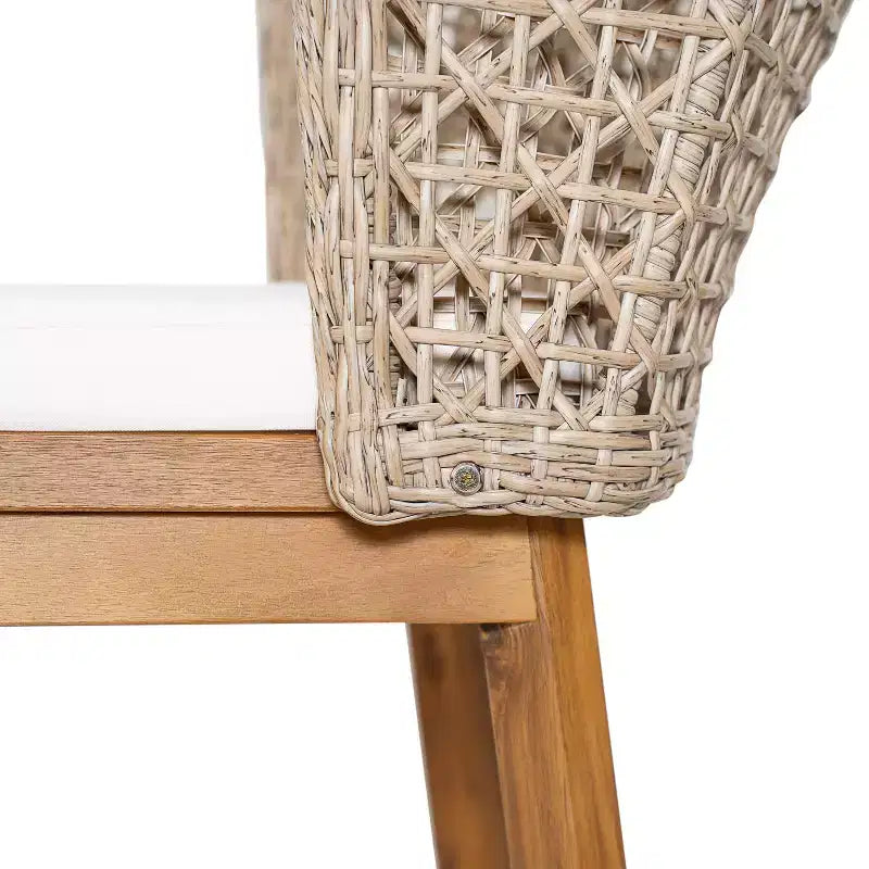 Christopher Knight Home Hruni – Ensemble de salle à manger d'extérieur moderne 7 pièces en acacia avec table à lattes et dossier en osier