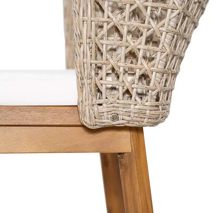 Christopher Knight Home Hruni – Ensemble de salle à manger d'extérieur moderne 7 pièces en acacia avec table à lattes et dossier en osier