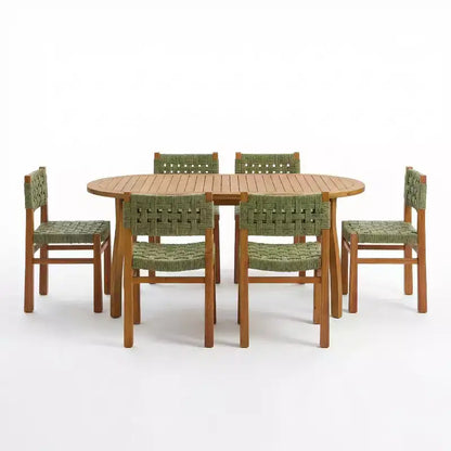 Christopher Knight Home Synci Ensemble de salle à manger moderne 7 pièces en acacia pour patio avec table à lattes et design en osier