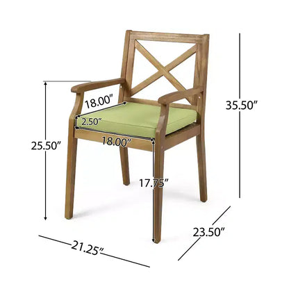 Christopher Knight Home Perla Ensemble de salle à manger d'extérieur rustique 7 pièces en bois d'acacia avec coussins