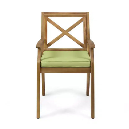 Christopher Knight Home Perla Ensemble de salle à manger d'extérieur rustique 7 pièces en bois d'acacia avec coussins