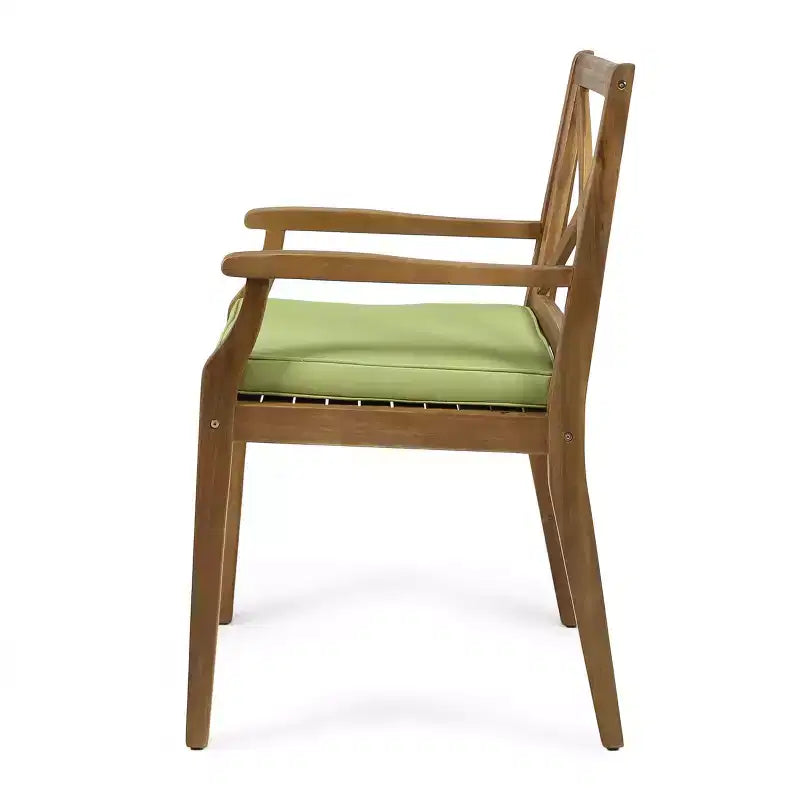 Christopher Knight Home Perla Ensemble de salle à manger d'extérieur rustique 7 pièces en bois d'acacia avec coussins