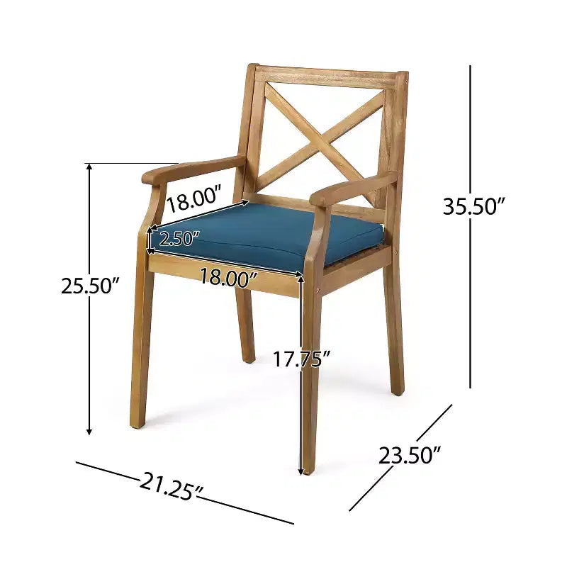Christopher Knight Home Perla Ensemble de salle à manger d'extérieur rustique 7 pièces en bois d'acacia avec coussins