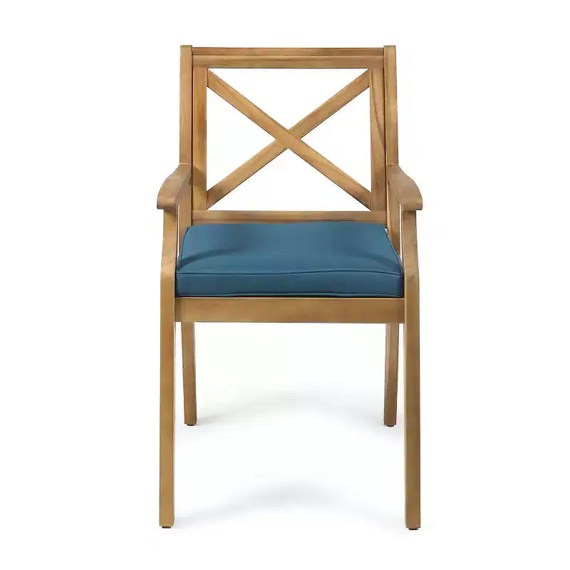 Christopher Knight Home Perla Ensemble de salle à manger d'extérieur rustique 7 pièces en bois d'acacia avec coussins